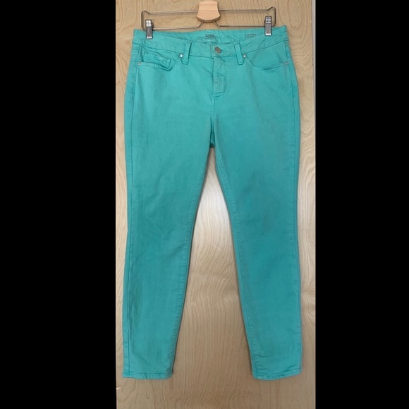 turquoise skinny jeans